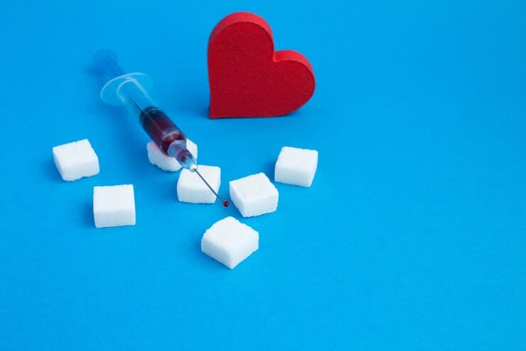 sugar cube and blood-sugar-red-heart-health